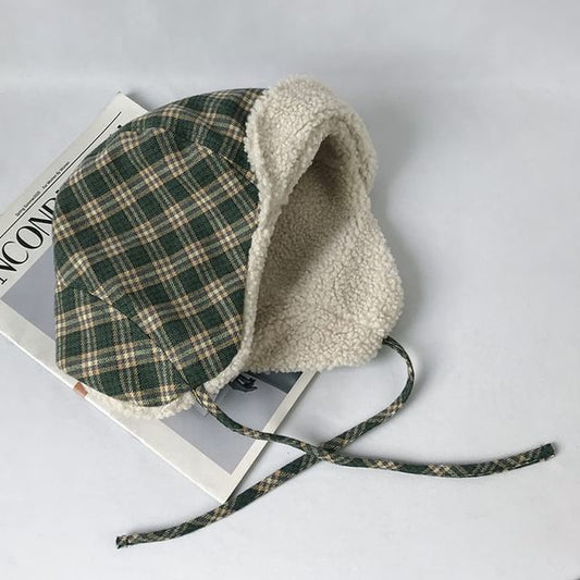 Plaid Trapper Fleece Lined Hat