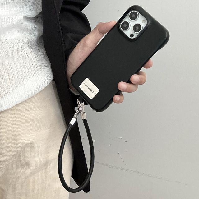 Case Phone Leather Faux Applique Lettering