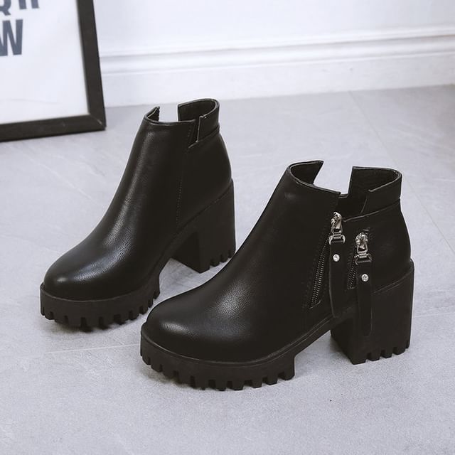Platform Heel Ankle Chunky Boots
