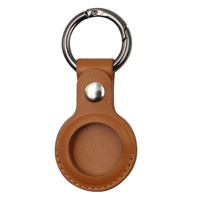 Keyring Leather Faux AirTag Holder
