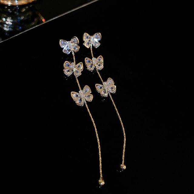 Drop Rhinestone Earring Bow