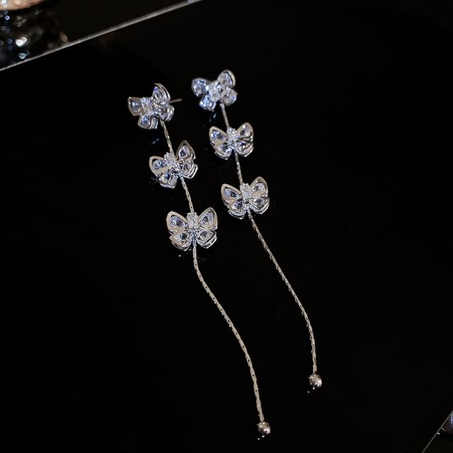 Drop Rhinestone Earring Bow