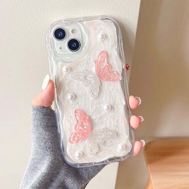 Phone Pearl Faux Butterfly Case