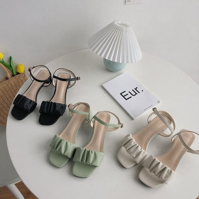Strap Sandals Ruched Ankle