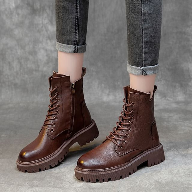 Short Platform Lace Up Boots