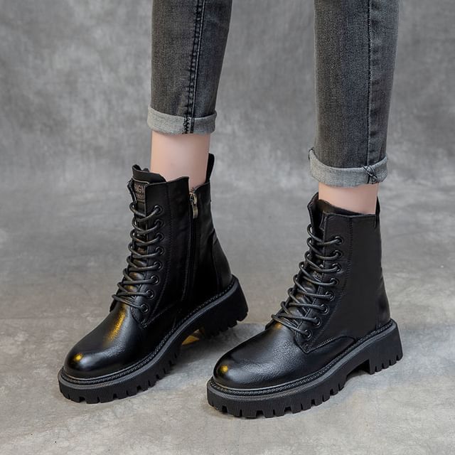 Short Platform Lace Up Boots