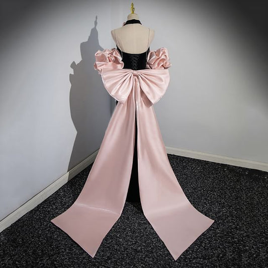 Evening Gown Sheath Halter Back Bow Neck