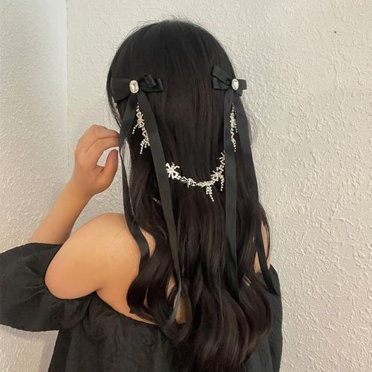 Clip Hair Ribbon Rhinestone