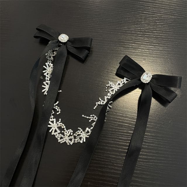 Clip Hair Ribbon Rhinestone