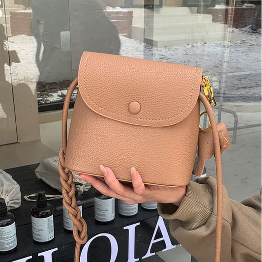 Plain Crossbody Faux Bag Leather Flap