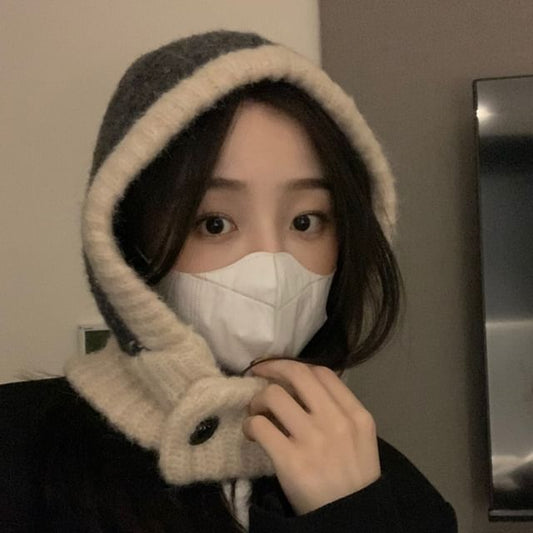 Two Balaclava Tone Knit Buttoned