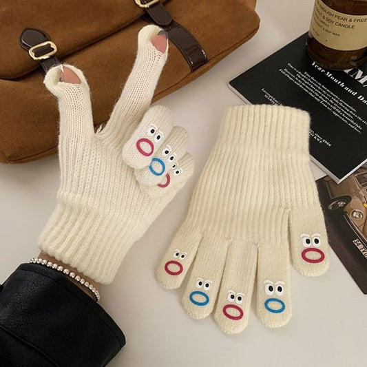 Print Gloves Touchscreen Cartoon Knit