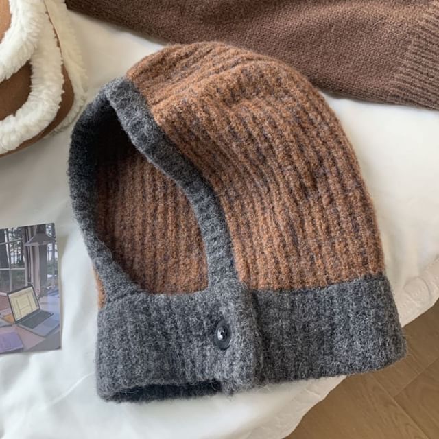 Two Balaclava Tone Knit Buttoned