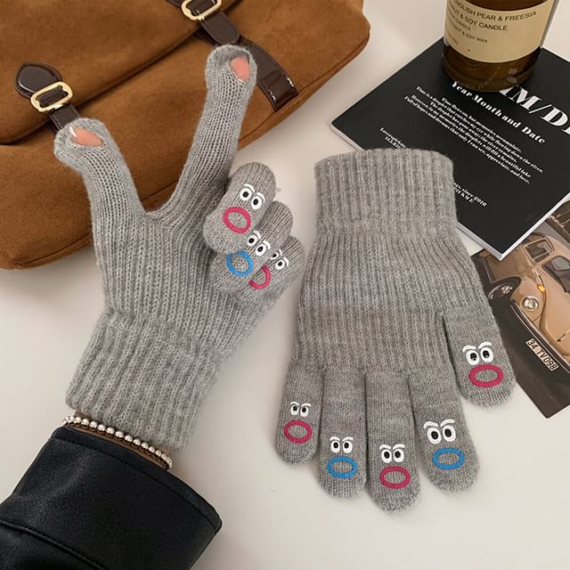 Print Gloves Touchscreen Cartoon Knit
