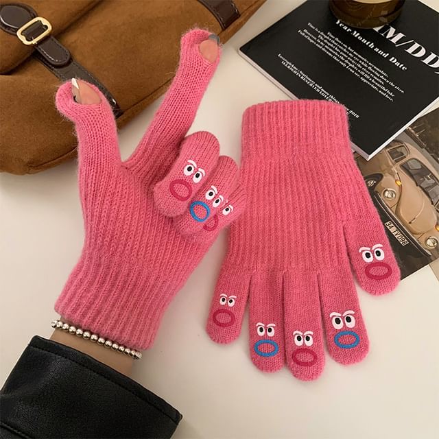 Print Gloves Touchscreen Cartoon Knit