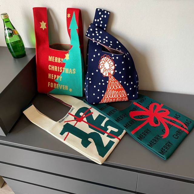 Designs ( Various Knit Small Christmas Tote ) Bag