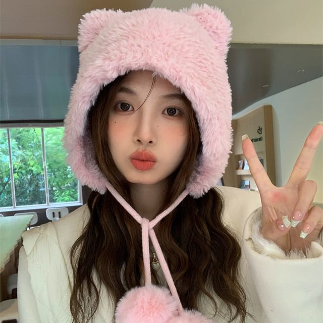 Pom Ear Hat Bear Chenille