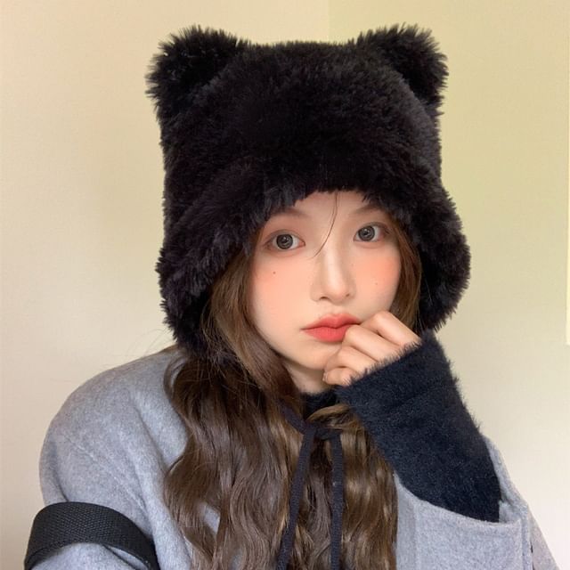 Pom Ear Hat Bear Chenille