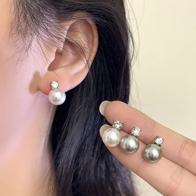 Earring Drop Pearl Faux Rhinestone