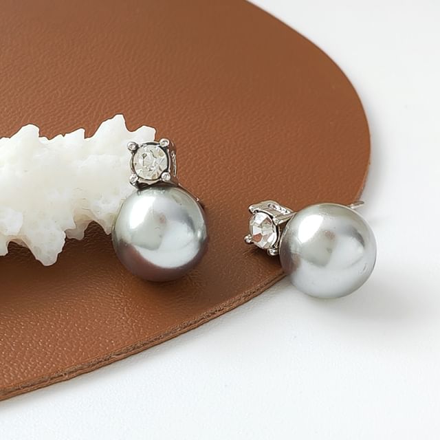 Earring Drop Pearl Faux Rhinestone