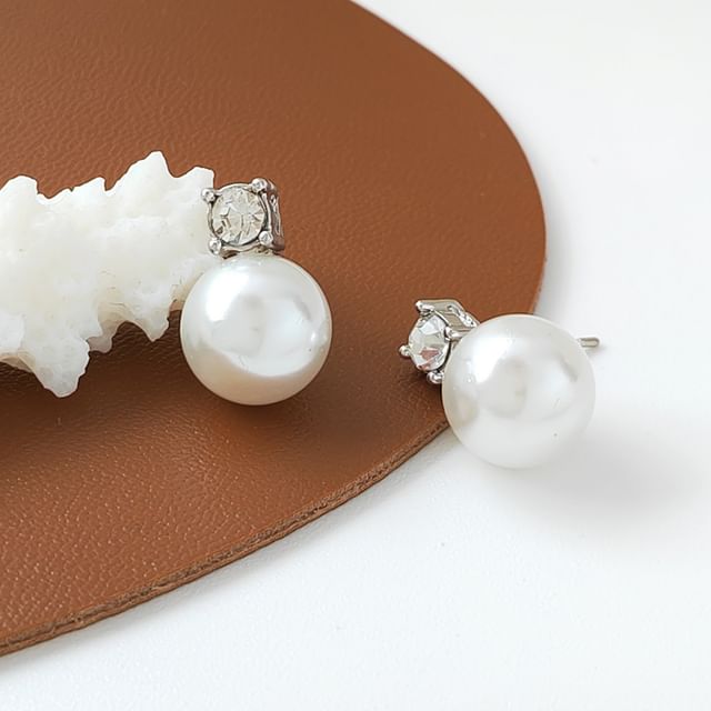 Earring Drop Pearl Faux Rhinestone
