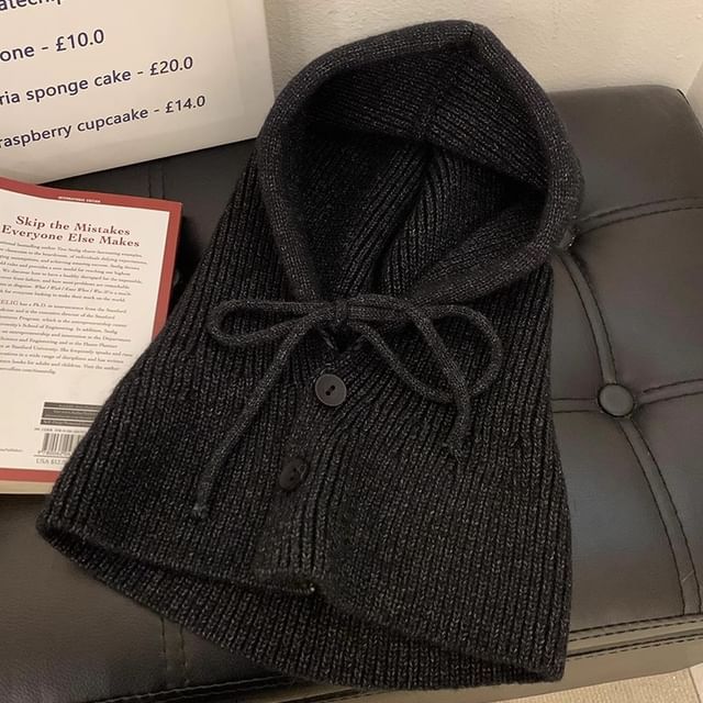 Plain Buttoned Knit Balaclava
