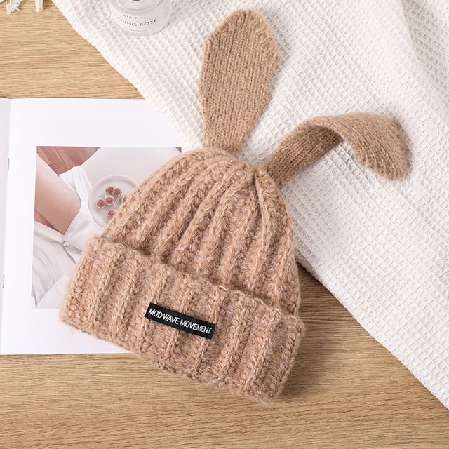 Knit Lettering Beanie Ear Applique Rabbit