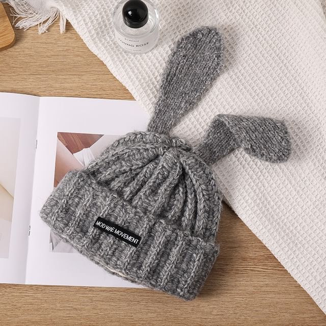 Knit Lettering Beanie Ear Applique Rabbit