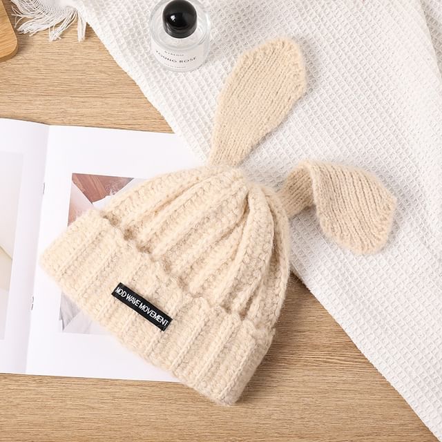 Knit Lettering Beanie Ear Applique Rabbit