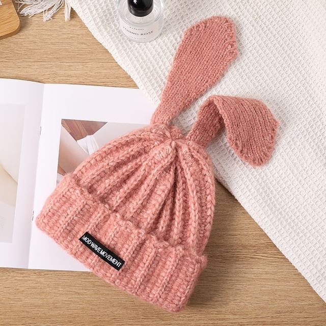 Knit Lettering Beanie Ear Applique Rabbit