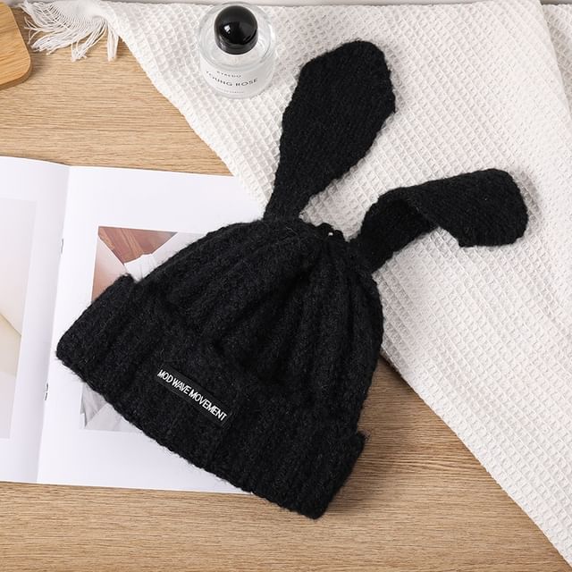Knit Lettering Beanie Ear Applique Rabbit