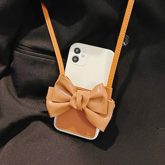 Faux Bow Phone Leather Case