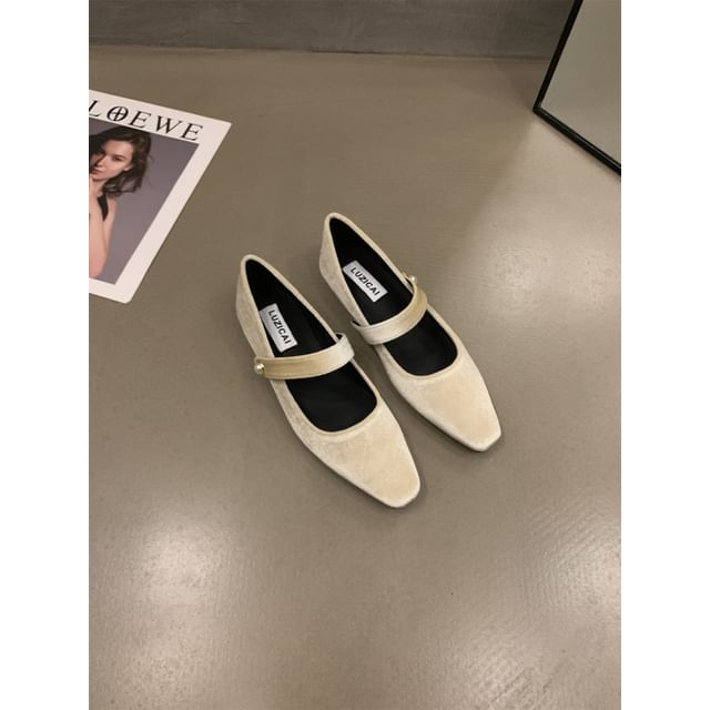 Jane Toe Shoes Square Velvet Mary