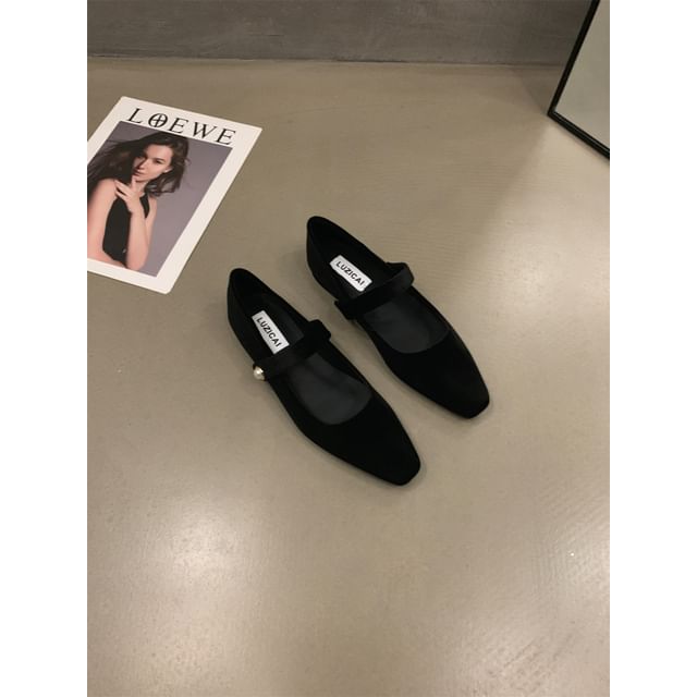 Jane Toe Shoes Square Velvet Mary