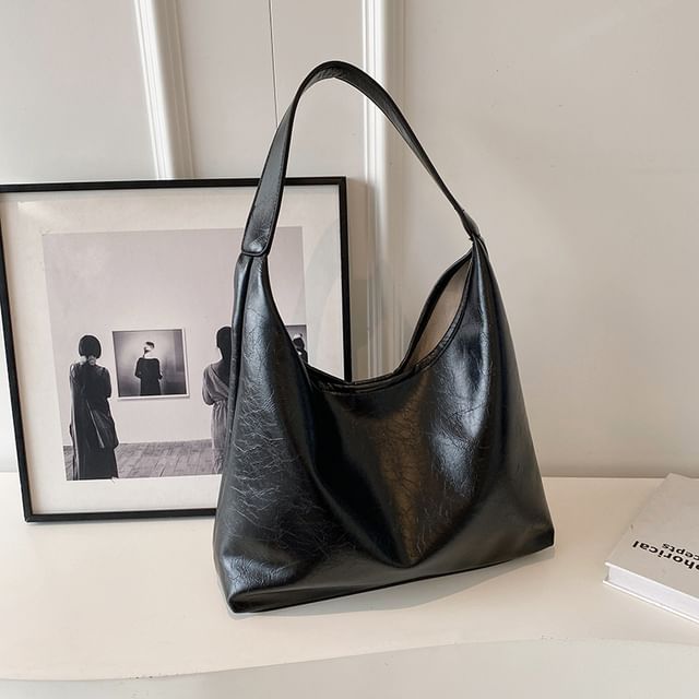 Tote Plain Leather Faux Bag