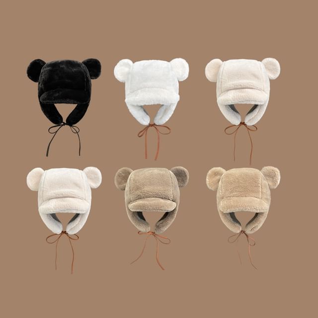 Chenille Trapper Ear Hat Bear