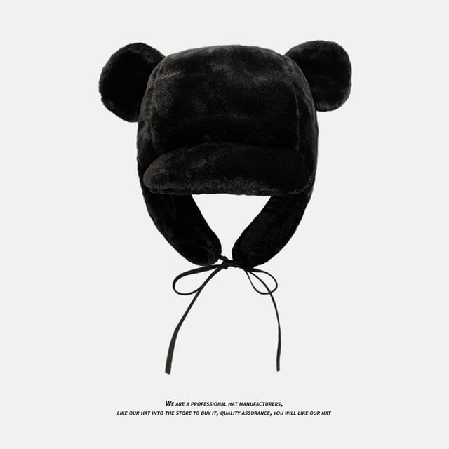 Chenille Trapper Ear Hat Bear
