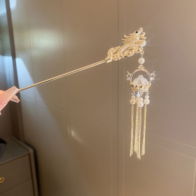 Stick Dragon Faux Hair Pearl Fringed