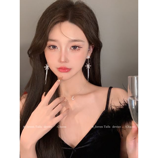 Set Christmas / Choker Drop Tree Snowflake Fluffy Earring Bracelet Chandelier