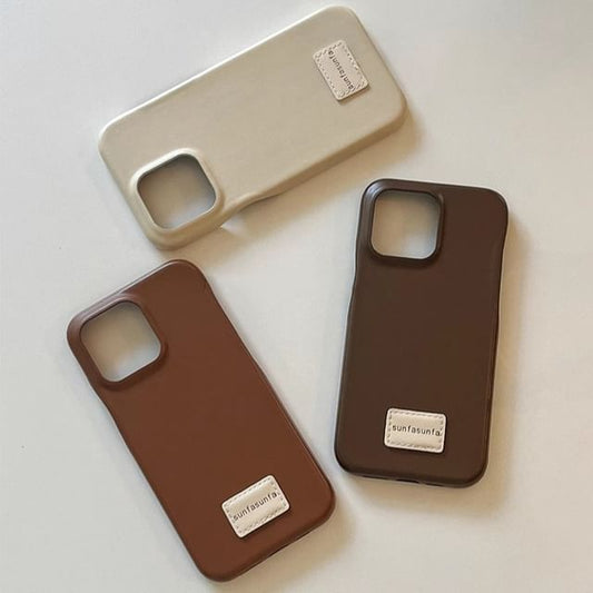 Faux Leather Case Applique Lettering Phone