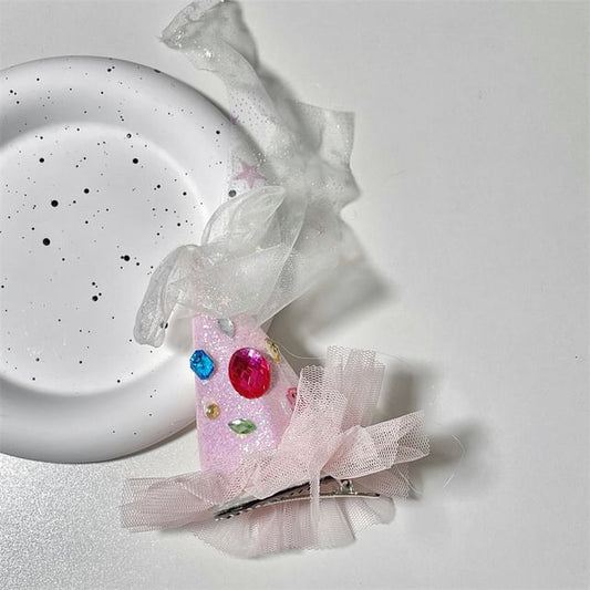 Clip Hair Hat Rhinestone Party Mesh