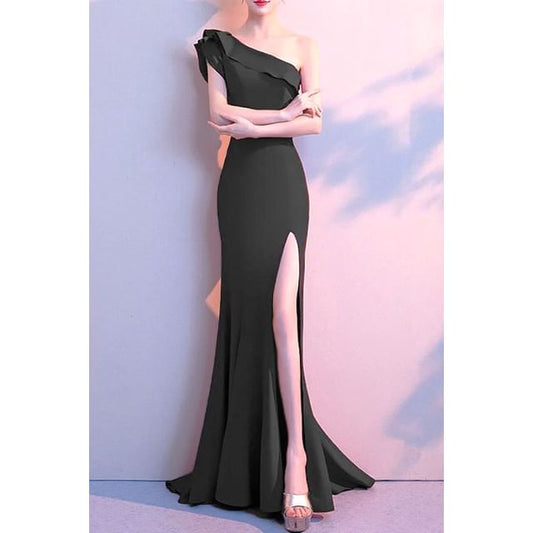 Shoulder Sheath Single Gown Evening Plain