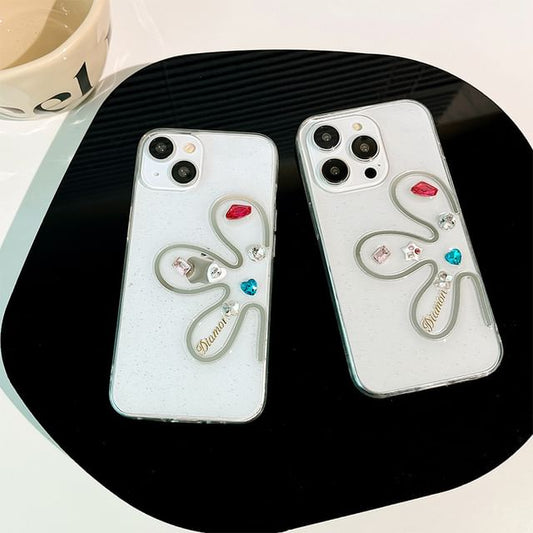 Case Floral Rhinestone Phone
