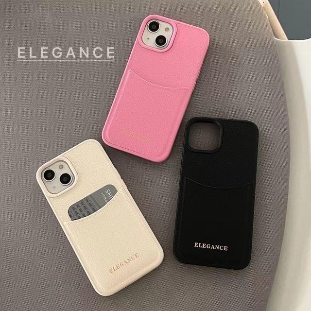 Lettering Faux Case Phone Holder Leather Card