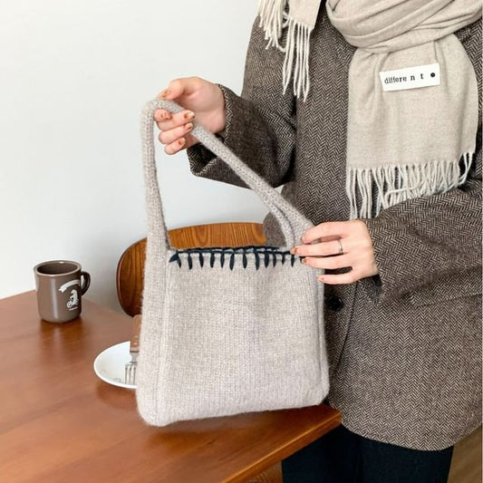 Stitch Bag Knit Tote Contrast