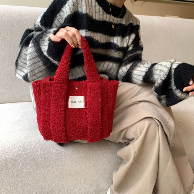 Bag Plain Tote Fleece Crossbody