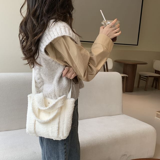 Bag Plain Tote Fleece Crossbody