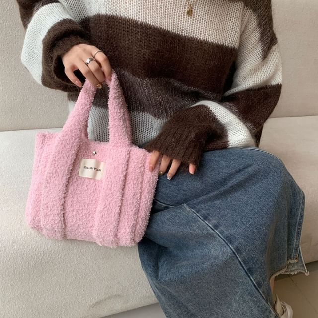 Bag Plain Tote Fleece Crossbody