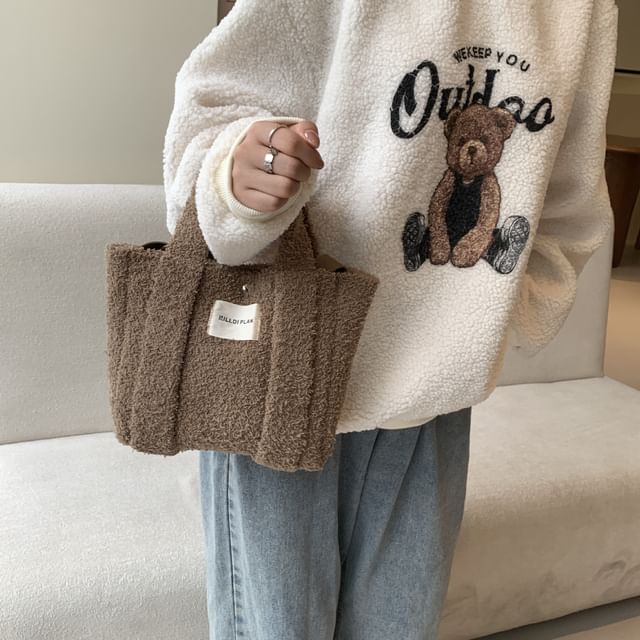 Bag Plain Tote Fleece Crossbody