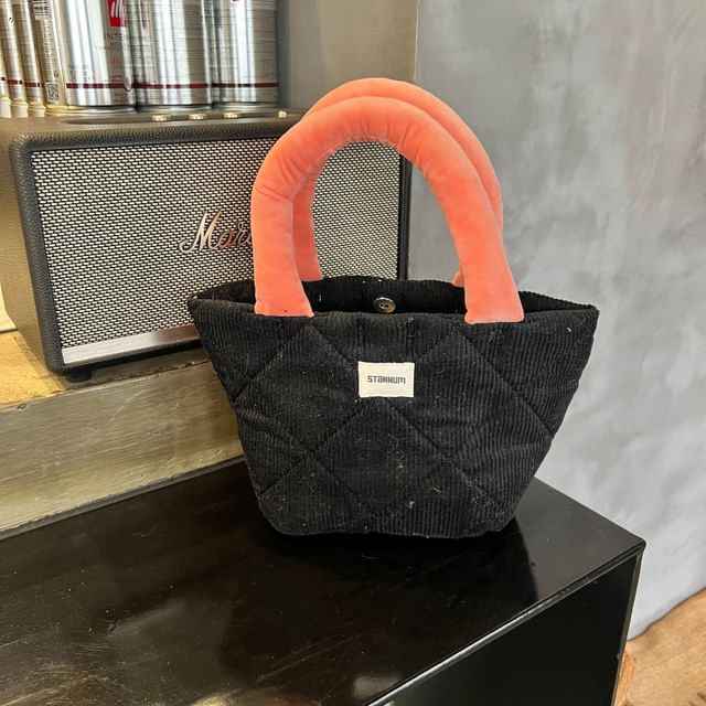 Corduroy Quilted Bag Small Two Tote Tone